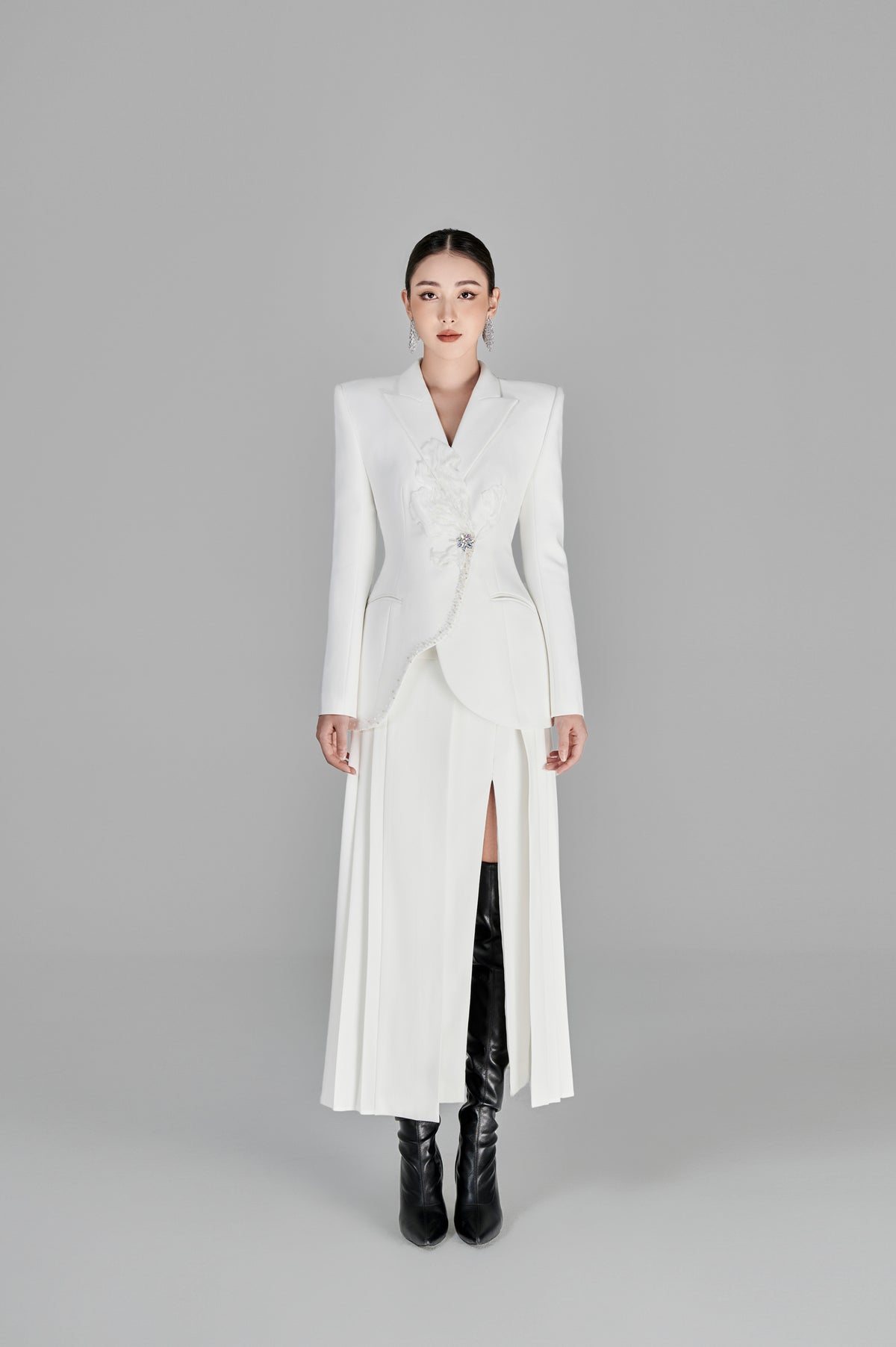 Korey White Slit Skirt