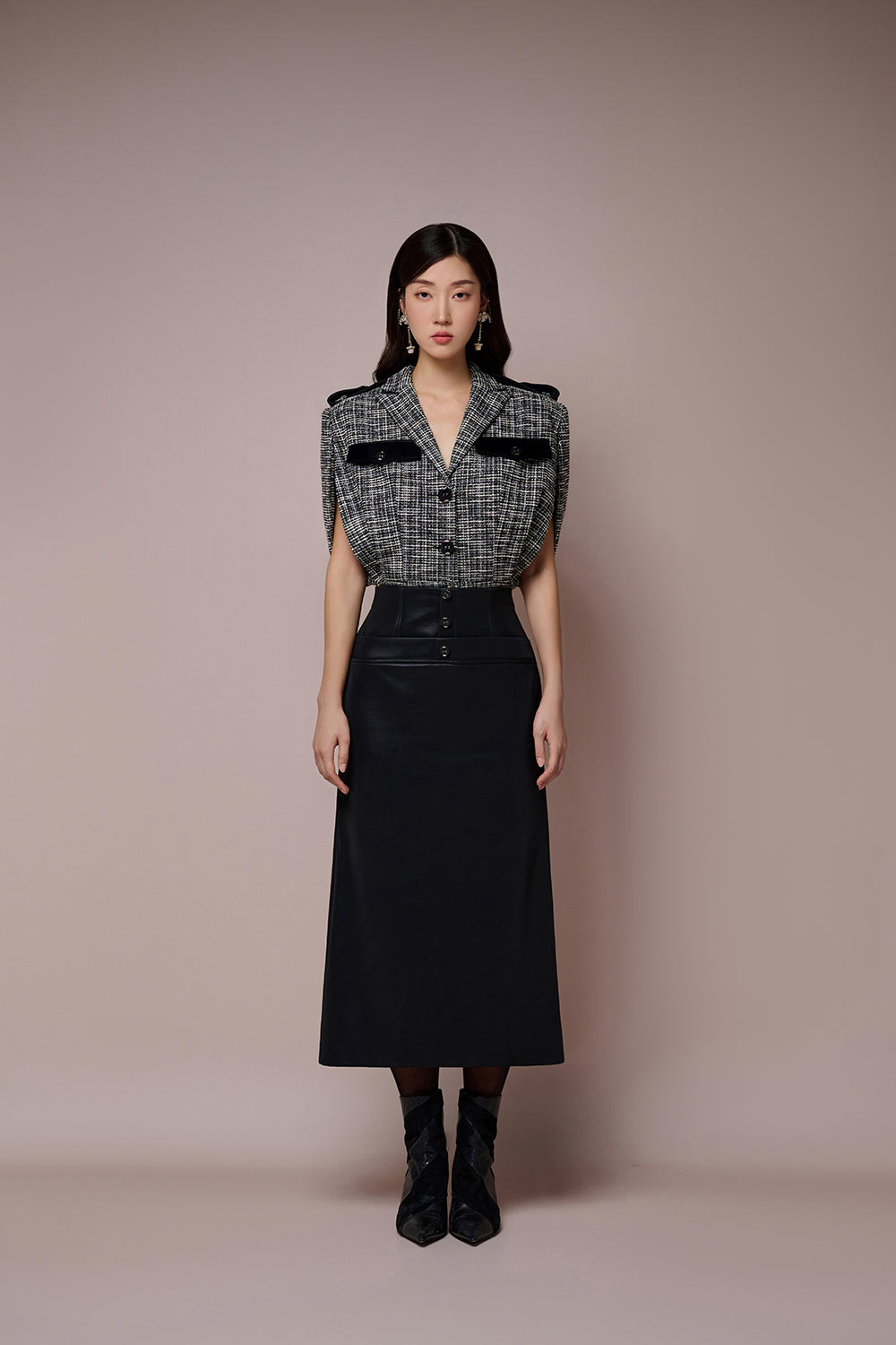 Clytia Leather A-line Skirt