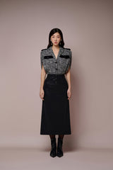 Clytia Leather A-line Skirt