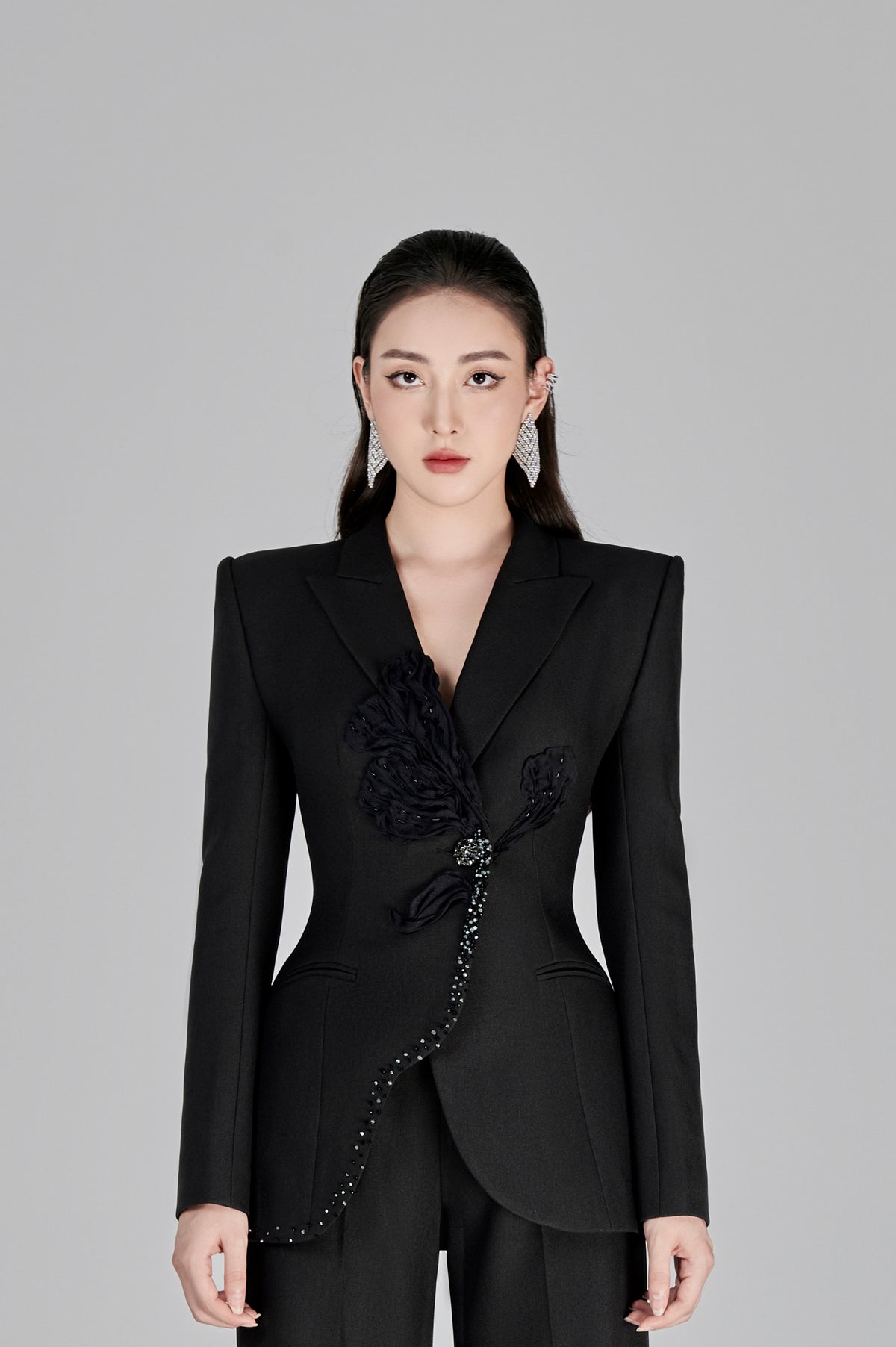 Josefin Black Floral 3D Blazer