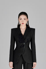 Josefin Black Floral 3D Blazer