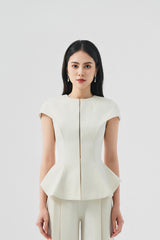 Grainne Cpped Sleeves Peplum Shirt