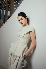 Grainne Cpped Sleeves Peplum Shirt