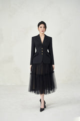 Zoey Black Vest Blazer