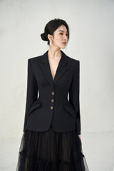 Zoey Black Vest Blazer