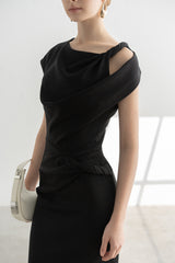 Isa Draped Pencil Dress