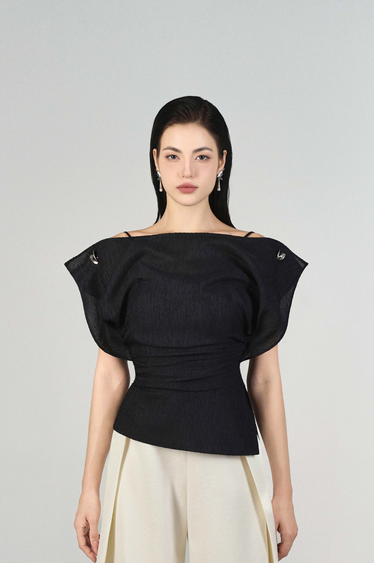Liora Boat Neck Peplum Top