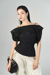 Liora Boat Neck Peplum Top