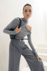 Cloudy Gray Twist Top