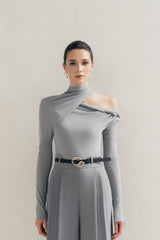 Cloudy Gray Twist Top