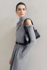 Cloudy Gray Twist Top