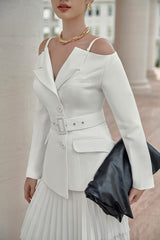 Elodie White Off-shoulder Blazer