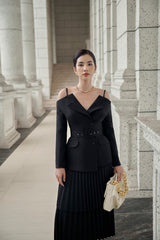 Elodie Black Off-shoulder Blazer