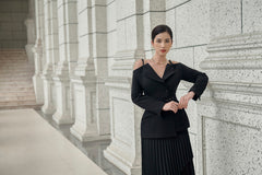 Elodie Black Off-shoulder Blazer