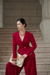 Helena Red Velvet Corset Blazer