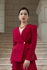 Helena Red Velvet Corset Blazer