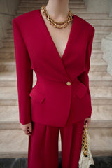 Helena Red Velvet Corset Blazer