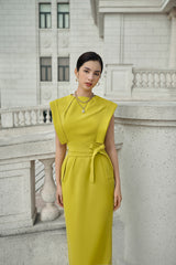 Harper Olive Square Shoulder Pencil Dress