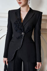 Josefin Black Floral 3D Blazer