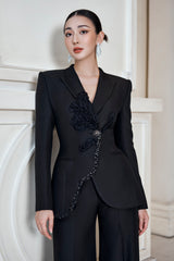 Josefin Black Floral 3D Blazer