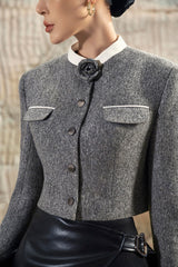 Mandarin Neck Blazer Croptop