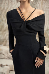 Gravel Diagonal Shoulder Dress