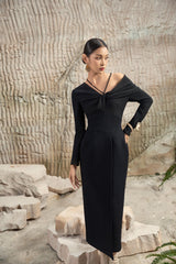 Gravel Diagonal Shoulder Dress
