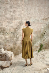 Cerise Draping Neck Dress
