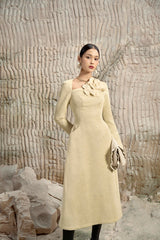 Floral 3D Diagonal Neck Dress