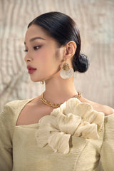 Floral 3D Diagonal Neck Dress