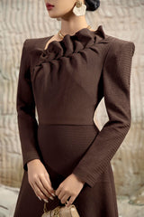 Briar Brown Diagonal Neck Dress