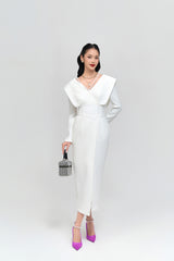Wren White  V-neck Pencil Dress