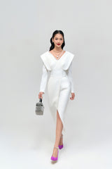 Wren White  V-neck Pencil Dress