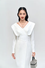 Wren White  V-neck Pencil Dress