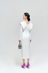 Wren White  V-neck Pencil Dress