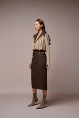 Caria Light Camel Croptop Shirt
