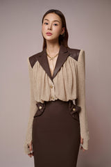 Caria Light Camel Croptop Shirt