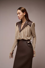 Caria Light Camel Croptop Shirt