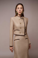 Linda Mandarin Collar Croptop Jacket