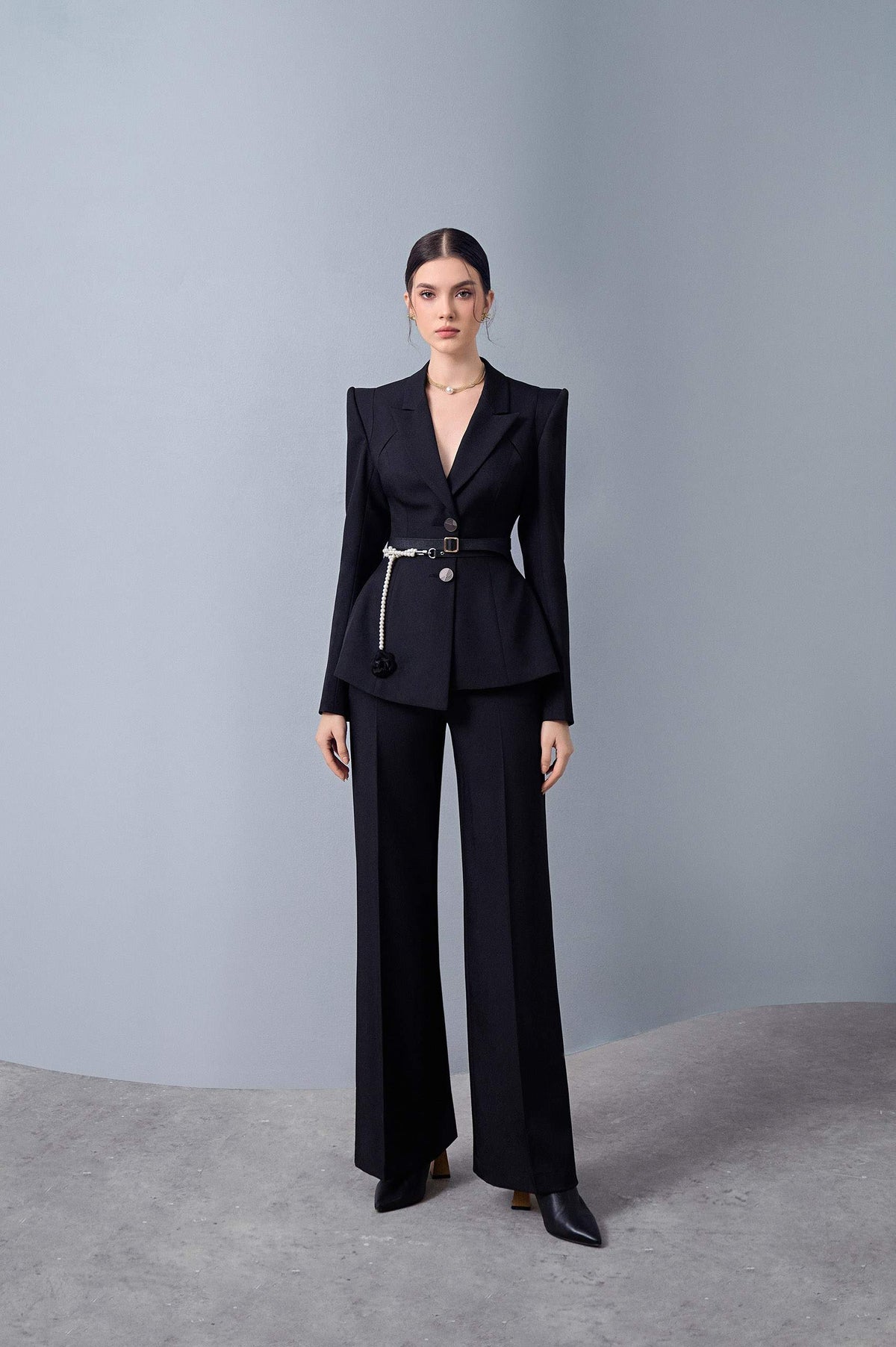Della Black Wide Leg Pants