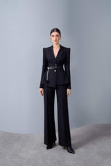 Della Black Wide Leg Pants