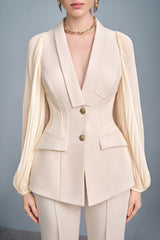 Flora Cream Puffy Sleeves Blazer
