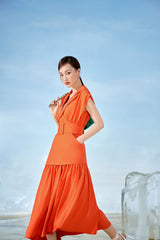 Light V-neck Long Dress