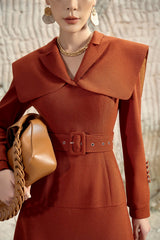 Camellia Orange Cloak Dress