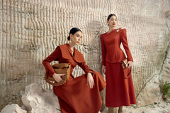 Camellia Orange Cloak Dress