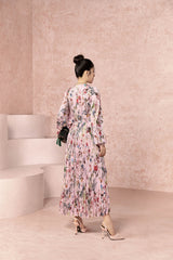Lavender Pink Pleated Maxi Dress