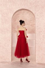 Pomegranate Floral 3D Strapless Shirt
