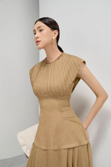 Hazelnut Pleated Collar Dress