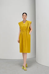 V-neck Square Shoulder Dress