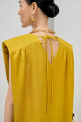 V-neck Square Shoulder Dress